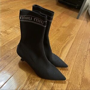 Miu Miu Black Heeled Sock Boots